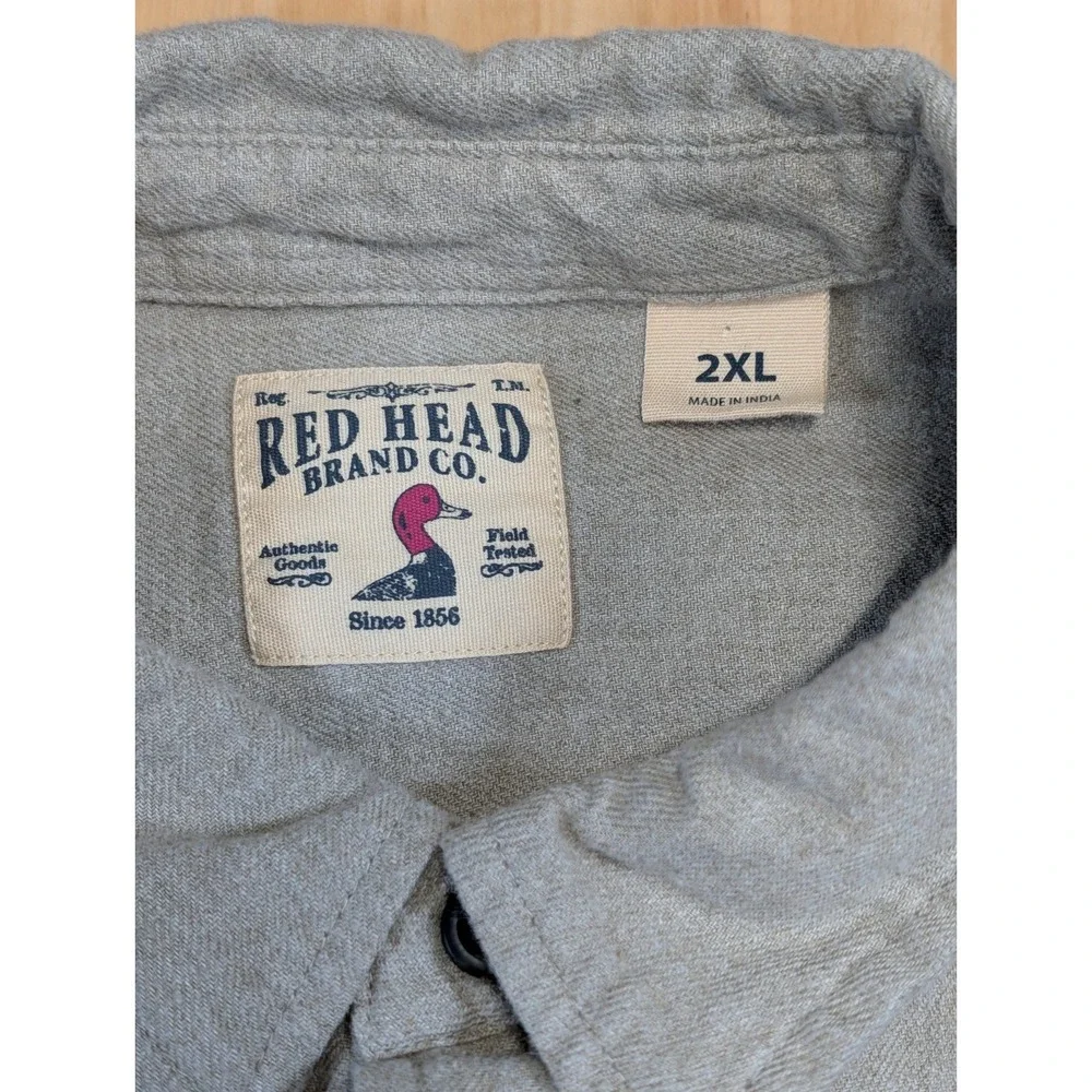 Red Head Shirt Mens 2XL Tan Cotton  Button‎ Up  Long Sleeve Outdoor Work